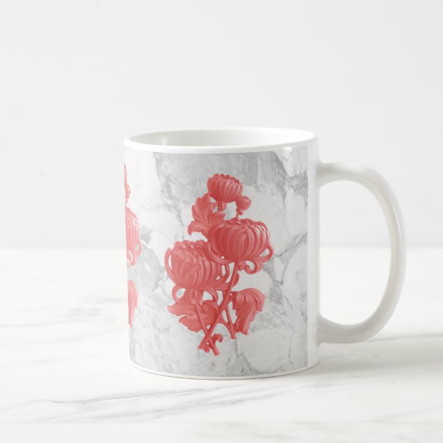 Rosa Chrysanthemum Kaffeetasse (Rechts)