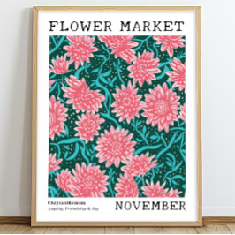 Rosa Chrysanthemum November Geburtsmarkt Blume Poster