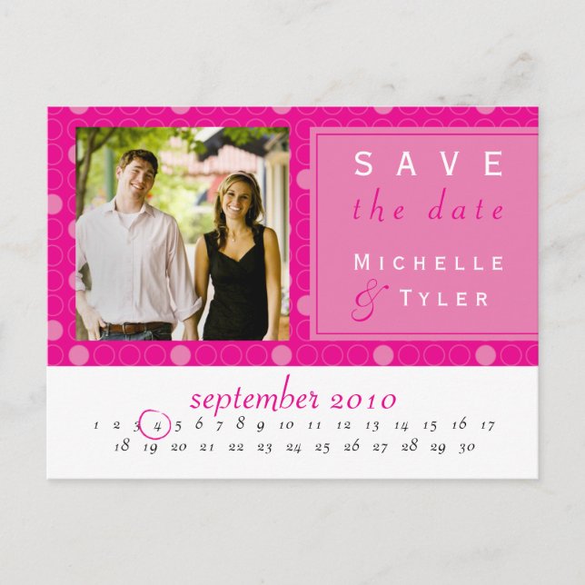 Rosa Circle Save the Date Card Ankündigungspostkarte (Vorderseite)