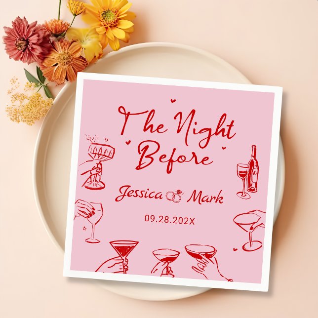 Rosa Cocktail die Nacht vor der Hochzeit Serviette (Von Creator hochgeladen)
