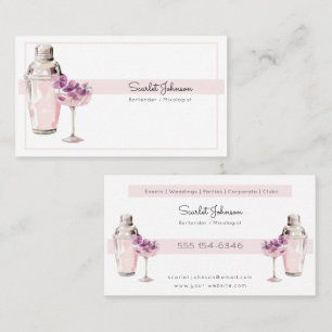Rosa Cocktail-Getränk Feminine Barkeeperin Visitenkarte