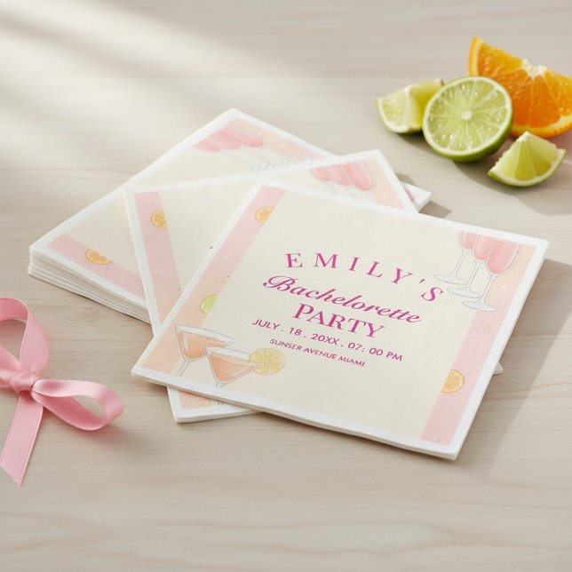 Rosa Cocktail Junggesellinnenabschied Serviette (Von Creator hochgeladen)