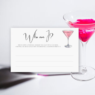 Rosa Cocktail-Junggesellinnenabschied-Wer bin ich- Briefpapier