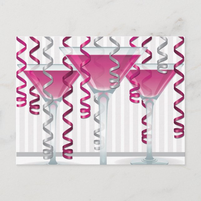 Rosa Cocktail und Band Postkarte (Vorderseite)