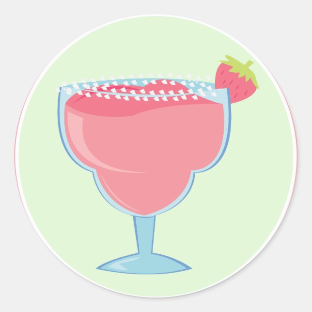 Rosa Cocktailglas Runder Aufkleber (Vorderseite)