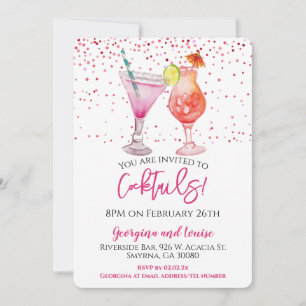 Rosa Cocktailparty-Getränke Einladung