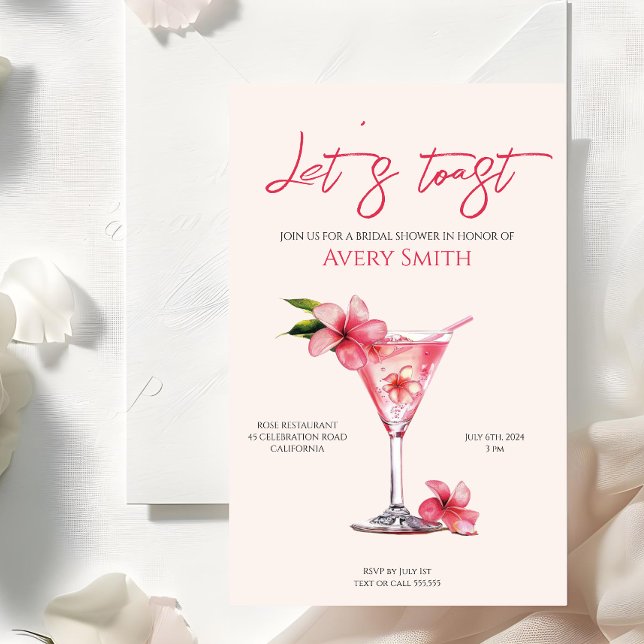 Rosa Cocktails Blume Brautdusche Einladung (Von Creator hochgeladen)