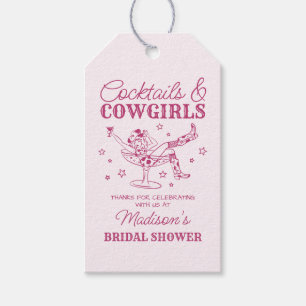 Rosa Cocktails und Cowgirls Brautparty Gefallen Geschenkanhänger