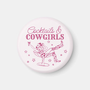Rosa Cocktails und Cowgirls Junggesellinnenabschie Magnet