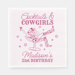 Rosa Cocktails und Cowgirls Rodeo Geburtstag Serviette