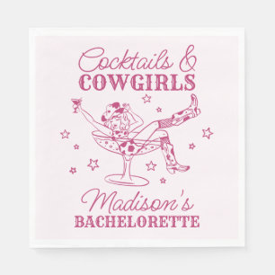 Rosa Cocktails und Cowgirls Rodeo Junggesellinnena Serviette