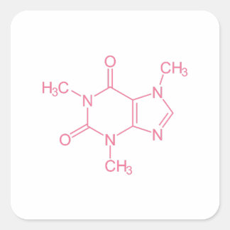 Rosa Coffein Molecule Quadratischer Aufkleber