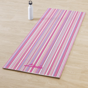 Rosa Combo-Streifen mit Namen Yogamatte