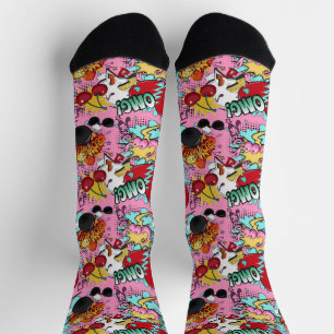 rosa Comic Muster Socken
