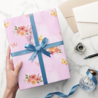 Rosa con Betas Blancas y Ramo de Flores Silvestres Geschenkpapier