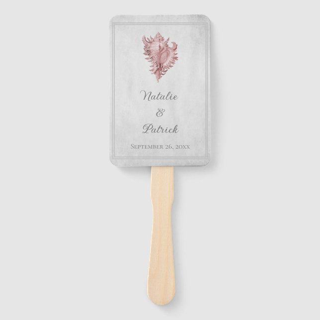 Rosa Conch Muschel Hochzeitshandfans Fächer (Vorderseite)