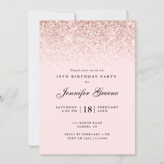 Rosa Confetti Glitzer, jedes Alter Geburtstag Einladung