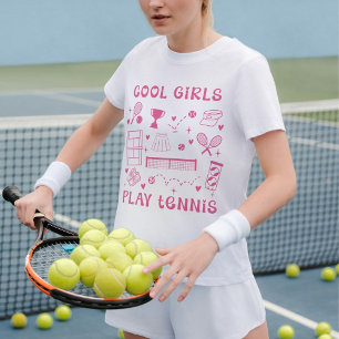 Rosa coole Mädchen spielen Tennis süße Herzen T-Shirt