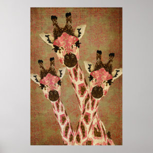Rosa & Copper Giraffen Art Poster