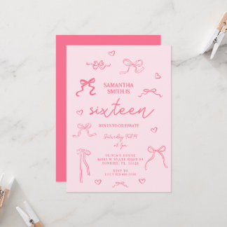 Rosa Coquette 16. Geburtstagsparty Einladung