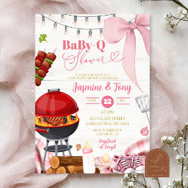 Rosa Coquette Backyard BabyQ Babydusche Einladung
