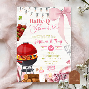 Rosa Coquette Backyard BabyQ Babydusche Einladung
