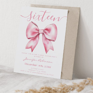 Rosa Coquette Blush Bow Sweet 16 Geburtstag Einladung