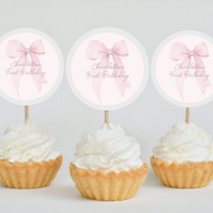 rosa Coquette Bogen Custom Runder Aufkleber