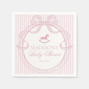 Rosa Coquette-Bogen Schaukelpferd Baby Shower Dess Serviette