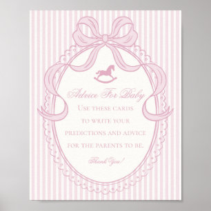 Rosa Coquette-Bogen Schaukelpferd Rat für Baby Poster