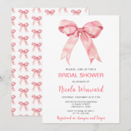 Rosa Coquette Bow Brautparty Einladung