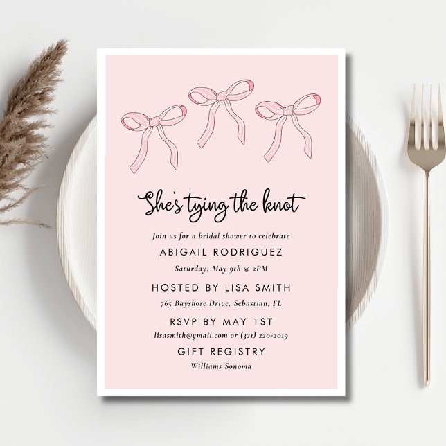 Rosa Coquette Bow Brautparty Einladung (Pink Coquette Bow Bridal Shower Invitation)