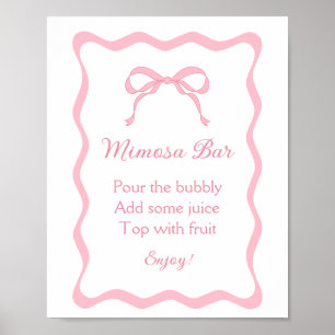 Rosa Coquette Bow Brautparty Mimosa Bar Poster