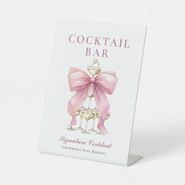 Rosa Coquette Bow Brautparty Sockelschild (Vorderseite)