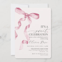 Rosa Coquette Bow Girl Geburtstagsparty Einladung