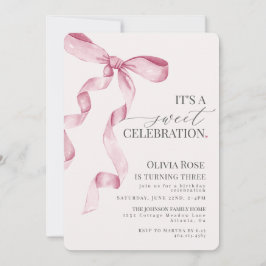 Rosa Coquette Bow Girl Geburtstagsparty Einladung