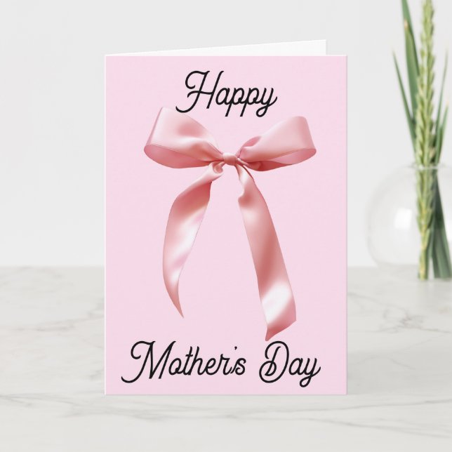 Rosa Coquette Bow Happy Mother Day Karte (Vorderseite)