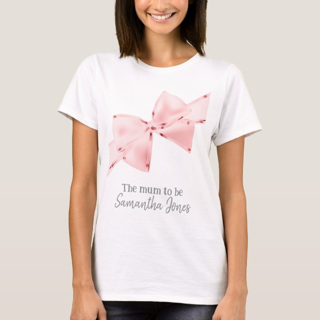 Rosa Coquette Bow Mum zum T - Shirt (Vorderseite)