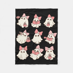 Rosa Coquette Bow Niedlich Ghost Halloween Spooky Fleecedecke