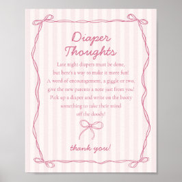 Rosa Coquette Bow Pastel Windeln Gedanken Dusche Poster