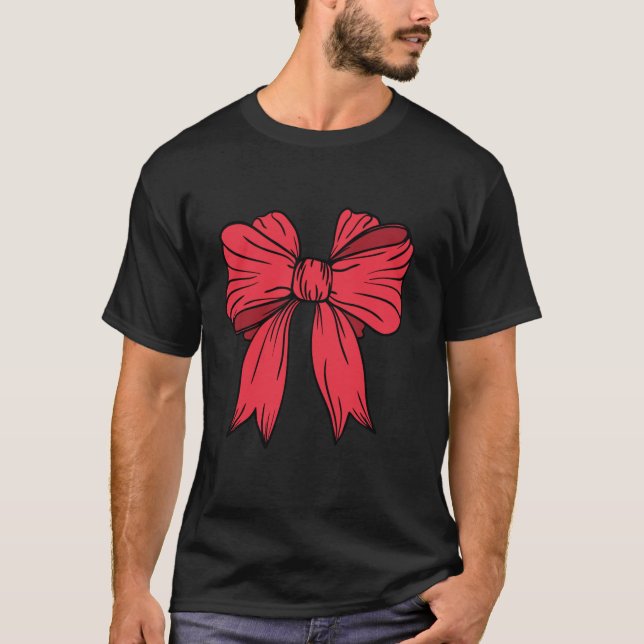 Rosa Coquette Bow Red Hearts Mädchen Frauen T-Shirt (Vorderseite)