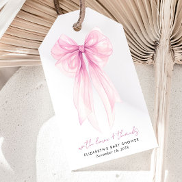 Rosa Coquette Bow Watercolor Girl Dusche Geschenkanhänger