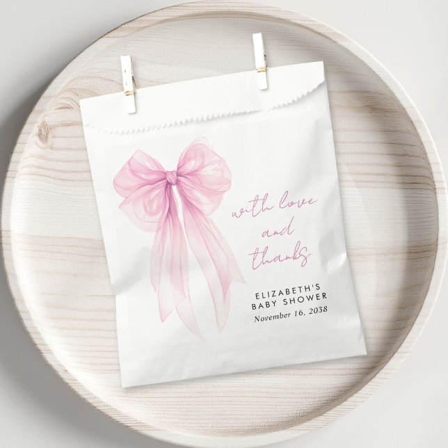 Rosa Coquette Bow Watercolor Girl Dusche Geschenktütchen (Von Creator hochgeladen)