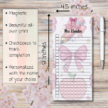 Rosa Coquette Bows und zurück in die Schule zu tun Magnetischer Notizblock<br><div class="desc">Personalisierter Lehrer Coquette Pink To Do Liste Magnetic Notepad</div>