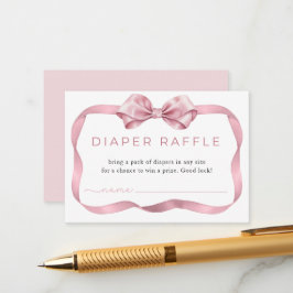 Rosa Coquette Diaper Raffle Card - Elegantes Buben Begleitkarte