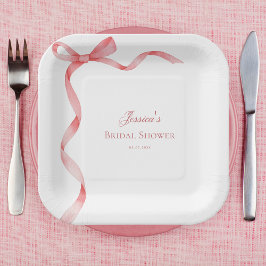 Rosa Coquette Französisches Ribbon Bow Brautparty Pappteller