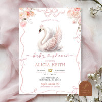 Rosa Coquette Girl Crowned Swan Einladung