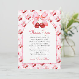 Rosa Coquette-Schleife Baby Shower Danke Karte