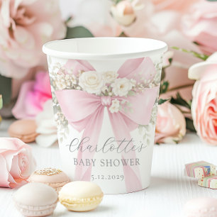 Rosa Coquette-Schleife Florales Baby in Blüte Baby Pappbecher