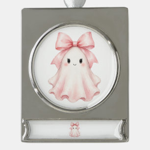 Rosa Coquette-Schleife Gespenst Halloween-Ornament Banner-Ornament Silber